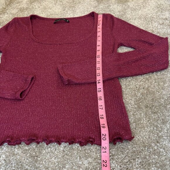 Abercrombie and Fitch Women's Medium Pink Sparkle Crop Top Long Sleeve - Picture 6 of 7
